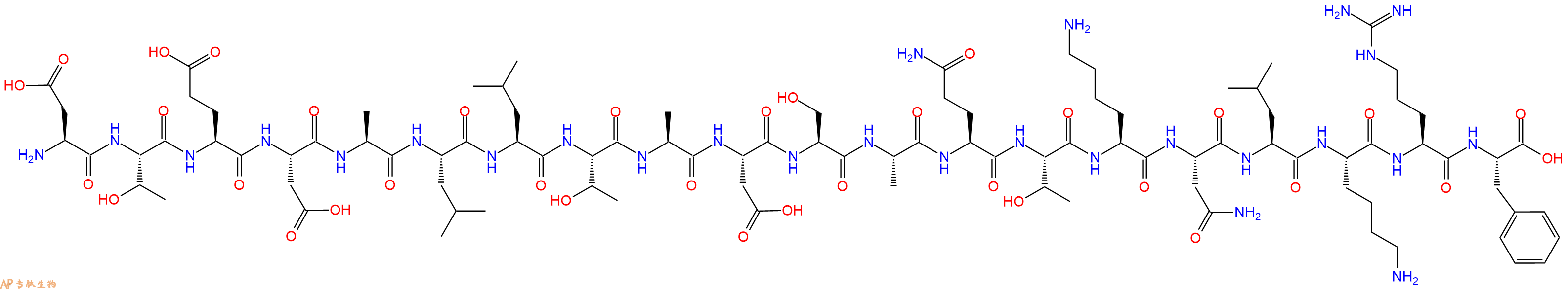 专肽生物产品H2N-Asp-Thr-Glu-Asp-Ala-Leu-Leu-Thr-Ala-Asp-Ser-Ala-Gln-Thr-Lys-Asn-Leu-Lys-Arg-Phe-OH