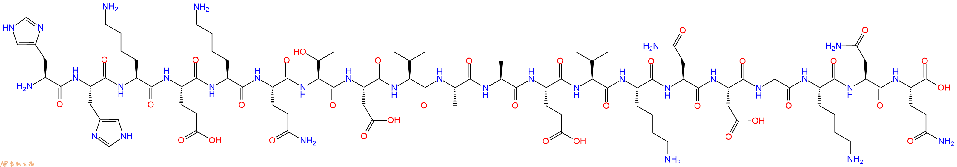 专肽生物产品H2N-His-His-Lys-Glu-Lys-Gln-Thr-Asp-Val-Ala-Ala-Glu-Val-Lys-Asn-Asp-Gly-Lys-Asn-Gln-OH