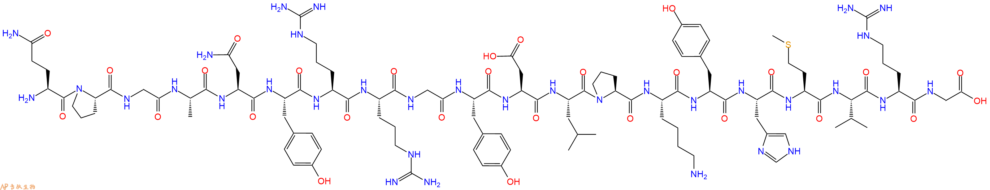 专肽生物产品H2N-Gln-Pro-Gly-Ala-Asn-Tyr-Arg-Arg-Gly-Tyr-Asp-Leu-Pro-Lys-Tyr-His-Met-Val-Arg-Gly-OH