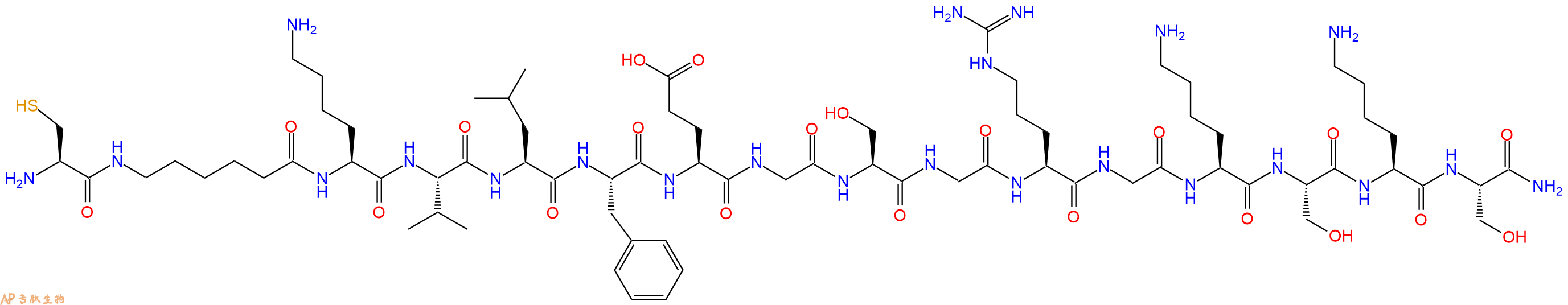 专肽生物产品H2N-Cys-Ahx-Lys-Val-Leu-Phe-Glu-Gly-Ser-Gly-Arg-Gly-Lys-Ser-Lys-Ser-CONH2