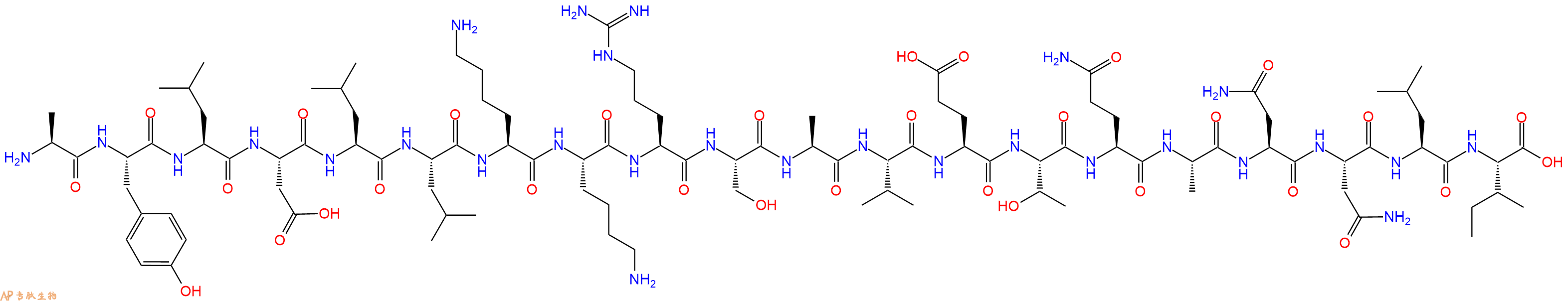专肽生物产品H2N-Ala-Tyr-Leu-Asp-Leu-Leu-Lys-Lys-Arg-Ser-Ala-Val-Glu-Thr-Gln-Ala-Asn-Asn-Leu-Ile-OH