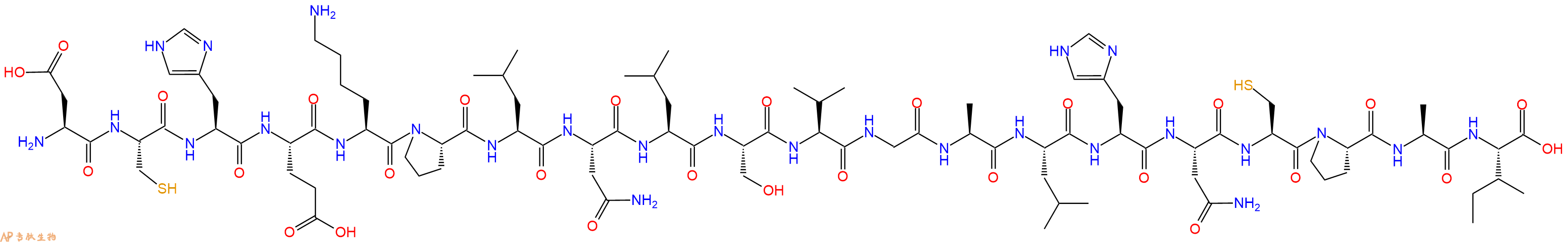 专肽生物产品H2N-Asp-Cys-His-Glu-Lys-Pro-Leu-Asn-Leu-Ser-Val-Gly-Ala-Leu-His-Asn-Cys-Pro-Ala-Ile-OH