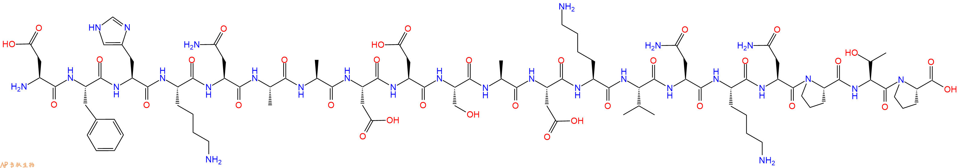 专肽生物产品H2N-Asp-Phe-His-Lys-Asn-Ala-Ala-Asp-Asp-Ser-Ala-Asp-Lys-Val-Asn-Lys-Asn-Pro-Thr-Pro-OH