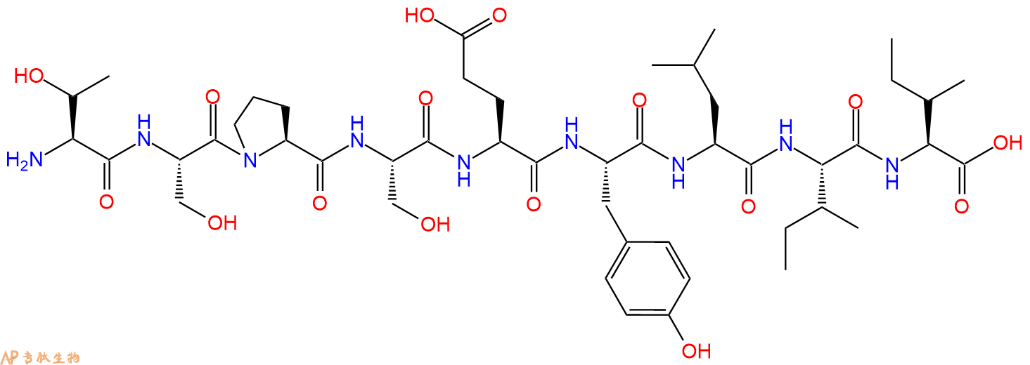 专肽生物产品H2N-Thr-Ser-Pro-Ser-Glu-Tyr-Leu-Ile-Ile-OH