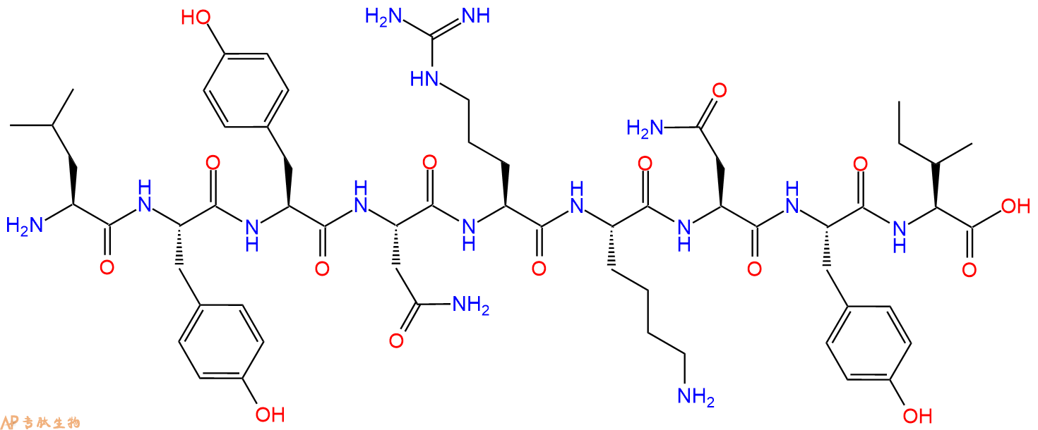 专肽生物产品H2N-Leu-Tyr-Tyr-Asn-Arg-Lys-Asn-Tyr-Ile-OH