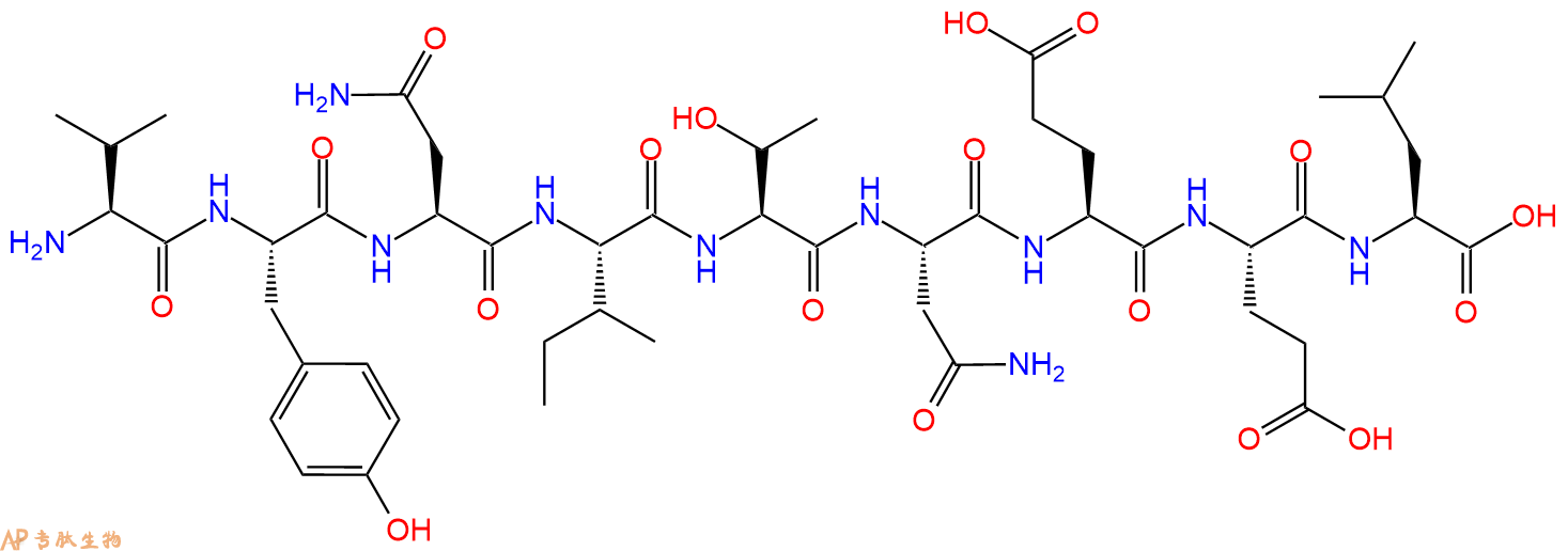 专肽生物产品H2N-Val-Tyr-Asn-Ile-Thr-Asn-Glu-Glu-Leu-OH