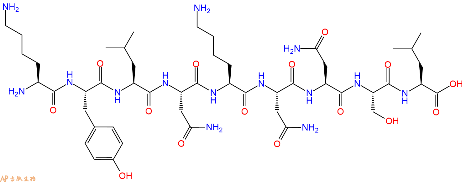 专肽生物产品H2N-Lys-Tyr-Leu-Asn-Lys-Asn-Asn-Ser-Leu-OH