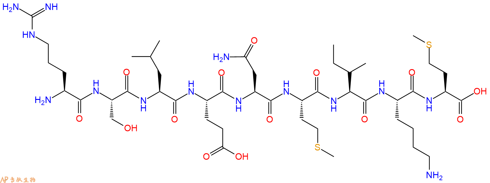 专肽生物产品H2N-Arg-Ser-Leu-Glu-Asn-Met-Ile-Lys-Met-OH