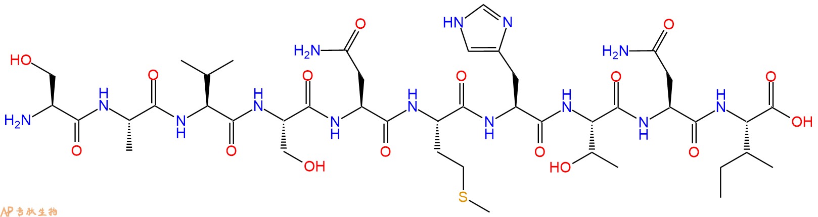 专肽生物产品H2N-Ser-Ala-Val-Ser-Asn-Met-His-Thr-Asn-Ile-OH