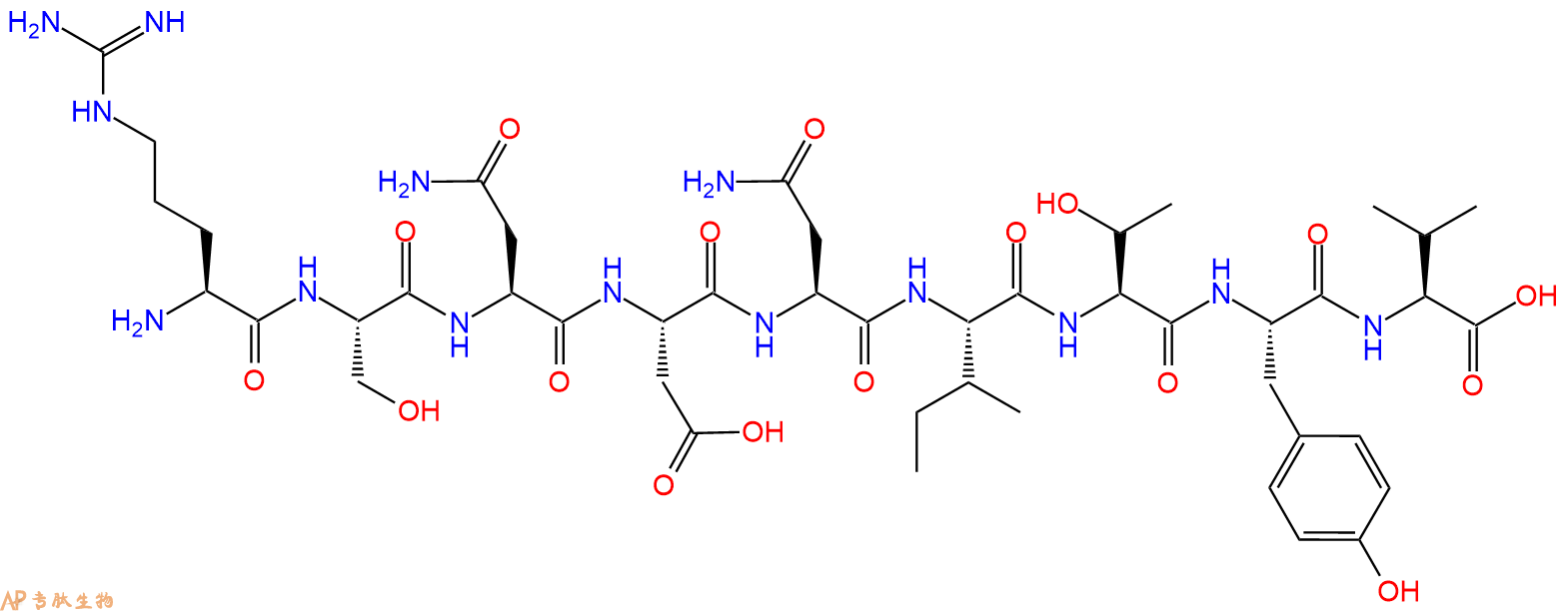 专肽生物产品H2N-Arg-Ser-Asn-Asp-Asn-Ile-Thr-Tyr-Val-OH