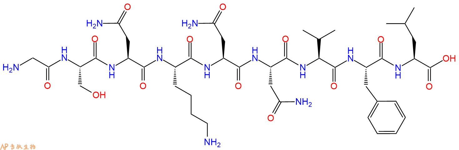 专肽生物产品H2N-Gly-Ser-Asn-Lys-Asn-Asn-Val-Phe-Leu-OH