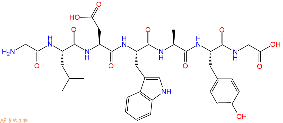 专肽生物产品H2N-Gly-Leu-Asp-Trp-Ala-Tyr-Gly-OH