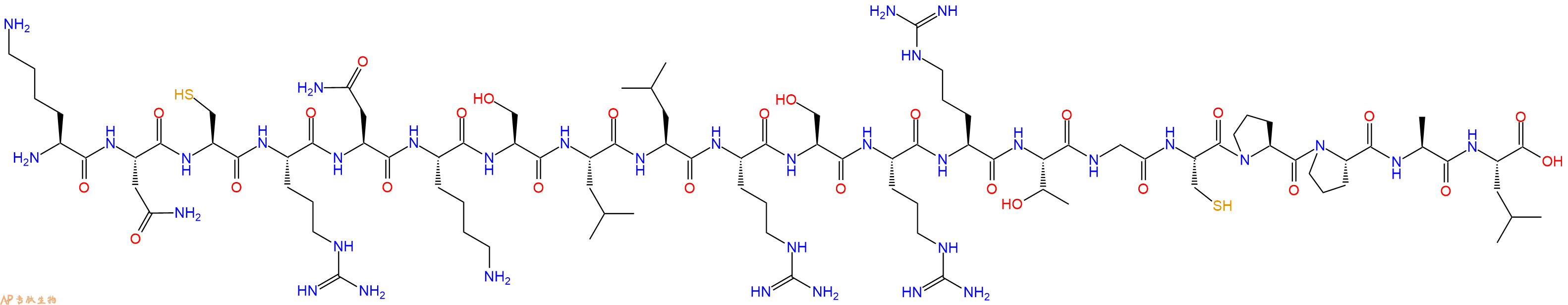 专肽生物产品H2N-Lys-Asn-Cys-Arg-Asn-Lys-Ser-Leu-Leu-Arg-Ser-Arg-Arg-Thr-Gly-Cys-Pro-Pro-Ala-Leu-OH