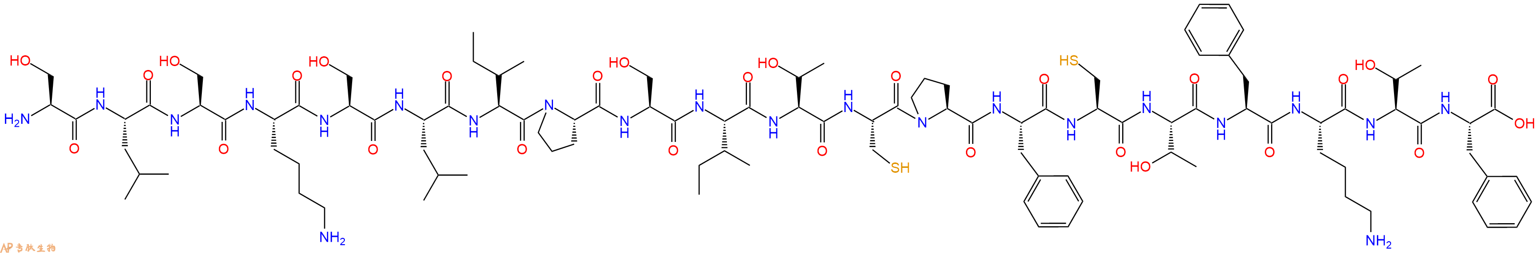 专肽生物产品H2N-Ser-Leu-Ser-Lys-Ser-Leu-Ile-Pro-Ser-Ile-Thr-Cys-Pro-Phe-Cys-Thr-Phe-Lys-Thr-Phe-OH