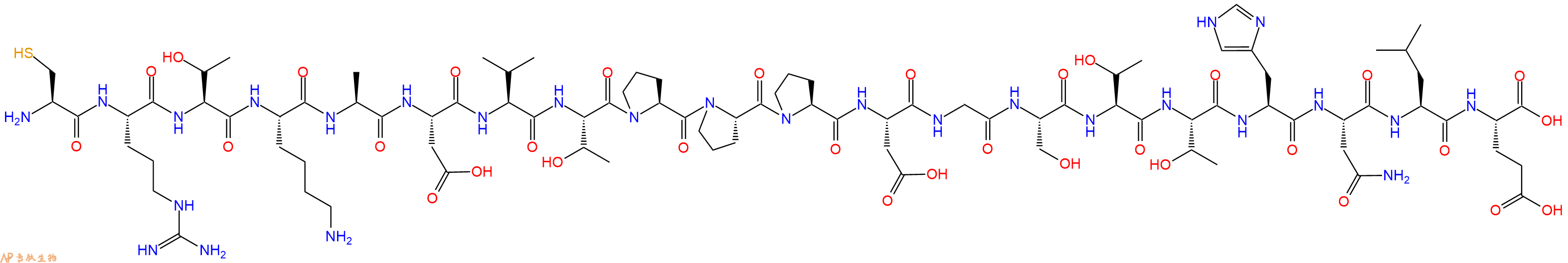专肽生物产品H2N-Cys-Arg-Thr-Lys-Ala-Asp-Val-Thr-Pro-Pro-Pro-Asp-Gly-Ser-Thr-Thr-His-Asn-Leu-Glu-OH