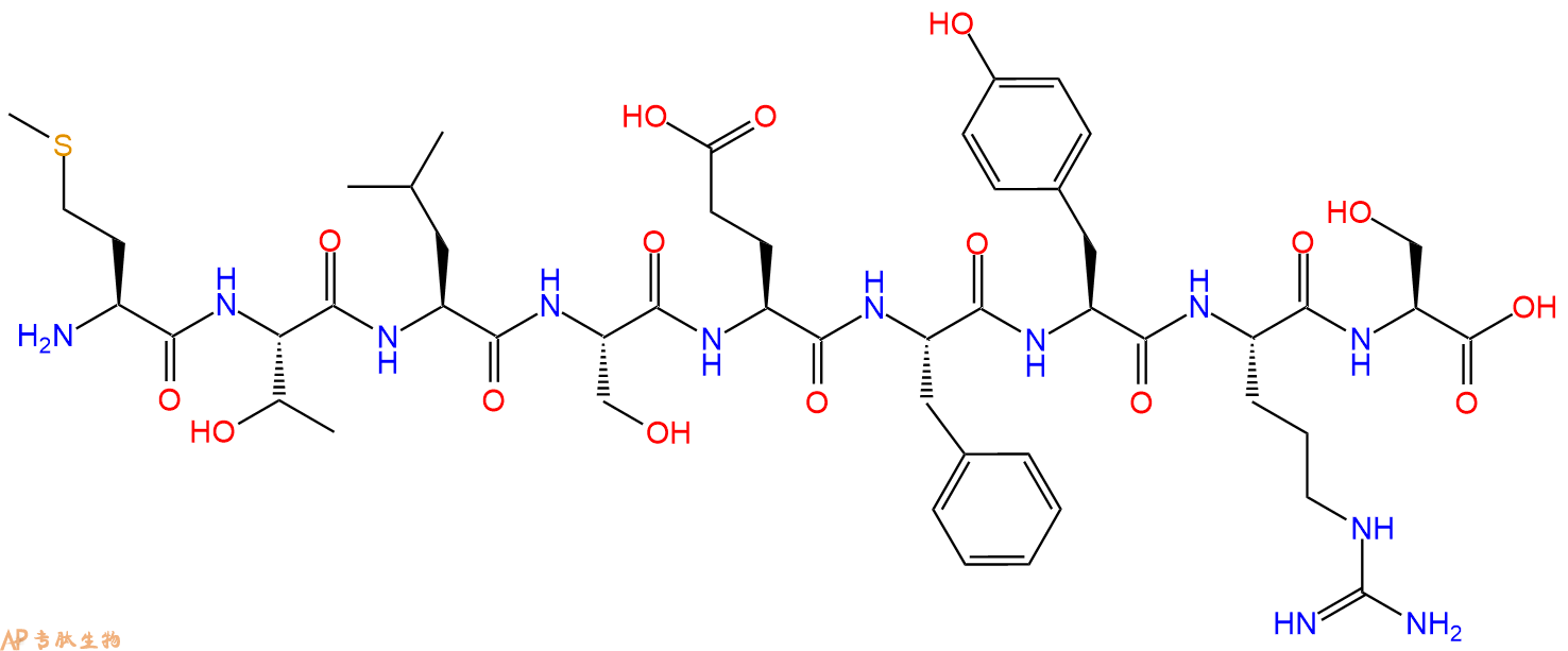 专肽生物产品H2N-Met-Thr-Leu-Ser-Glu-Phe-Tyr-Arg-Ser-OH