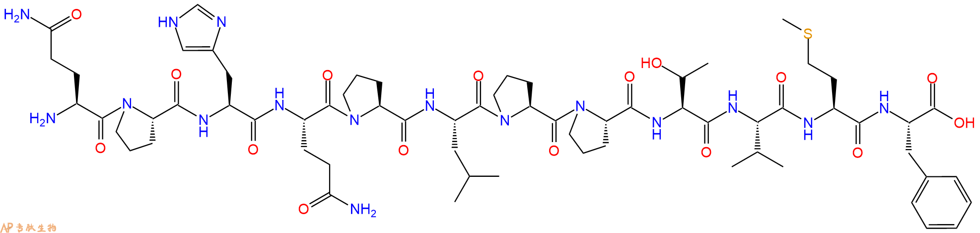 专肽生物产品H2N-Gln-Pro-His-Gln-Pro-Leu-Pro-Pro-Thr-Val-Met-Phe-OH