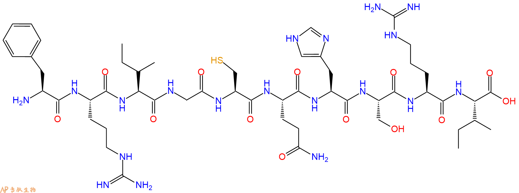 专肽生物产品H2N-Phe-Arg-Ile-Gly-Cys-Gln-His-Ser-Arg-Ile-OH