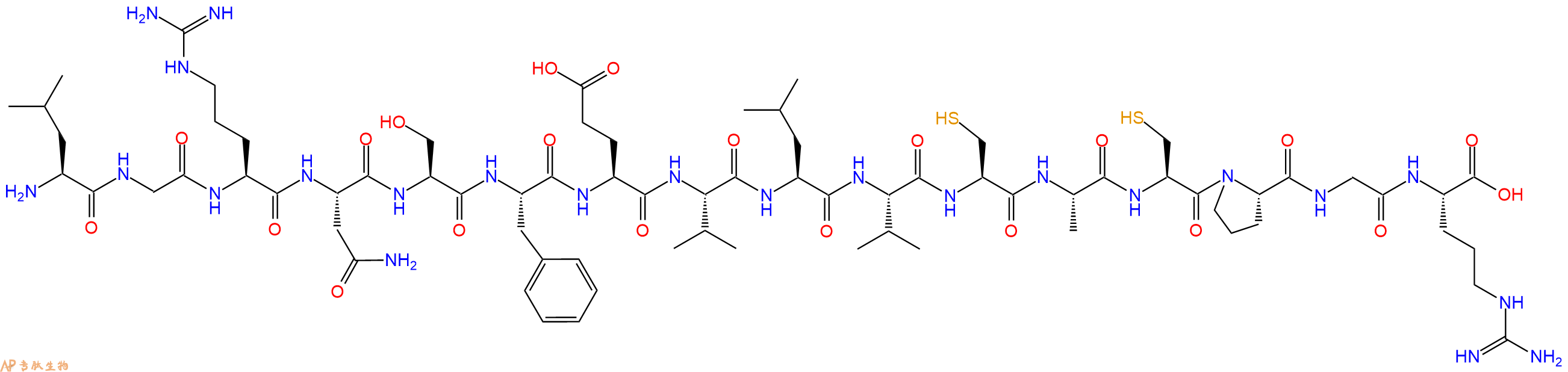 专肽生物产品H2N-Leu-Gly-Arg-Asn-Ser-Phe-Glu-Val-Leu-Val-Cys-Ala-Cys-Pro-Gly-Arg-OH