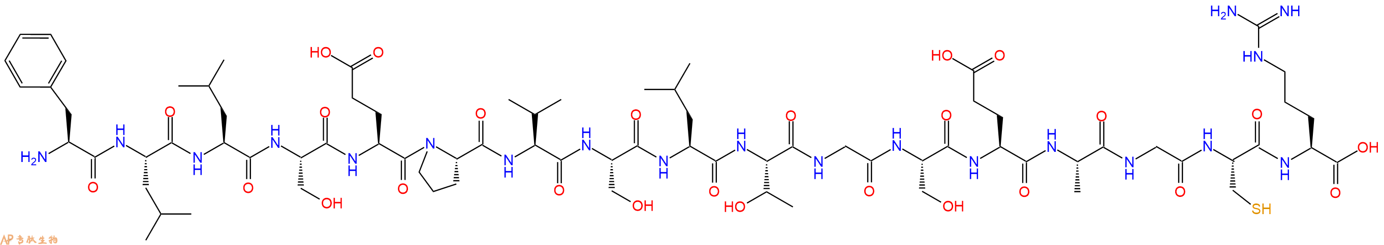 专肽生物产品H2N-Phe-Leu-Leu-Ser-Glu-Pro-Val-Ser-Leu-Thr-Gly-Ser-Glu-Ala-Gly-Cys-Arg-OH