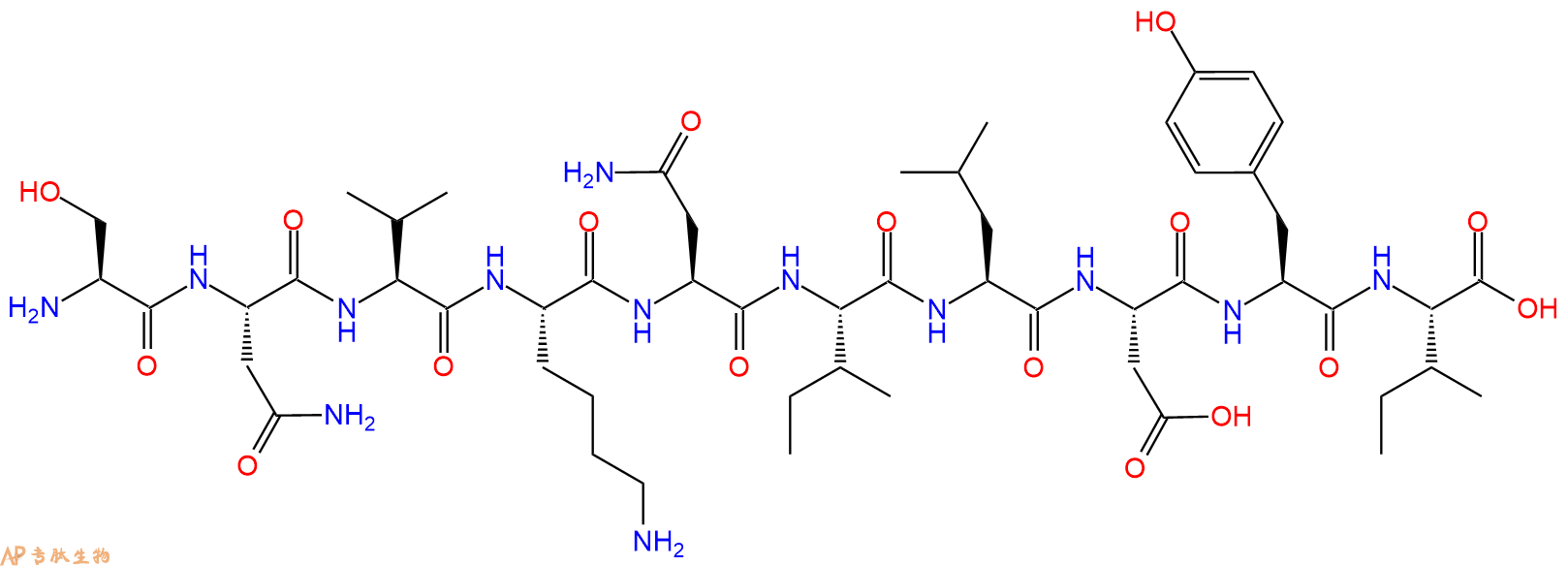 专肽生物产品H2N-Ser-Asn-Val-Lys-Asn-Ile-Leu-Asp-Tyr-Ile-OH