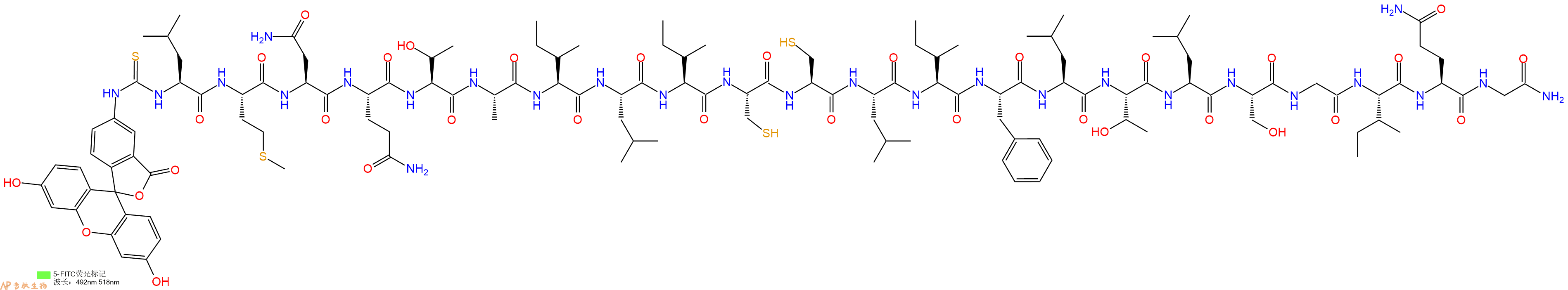 专肽生物产品5FITC-Leu-Met-Asn-Gln-Thr-Ala-Ile-Leu-Ile-Cys-Cys-Leu-Ile-Phe-Leu-Thr-Leu-Ser-Gly-Ile-Gln-Gly-CONH2