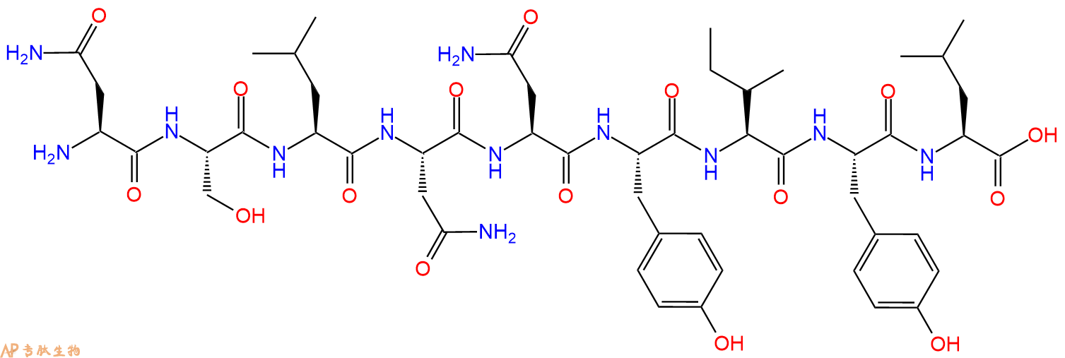 专肽生物产品H2N-Asn-Ser-Leu-Asn-Asn-Tyr-Ile-Tyr-Leu-OH