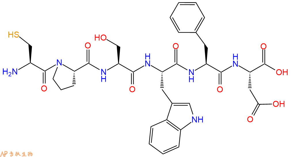 专肽生物产品H2N-Cys-Pro-Ser-Trp-Phe-Asp-OH