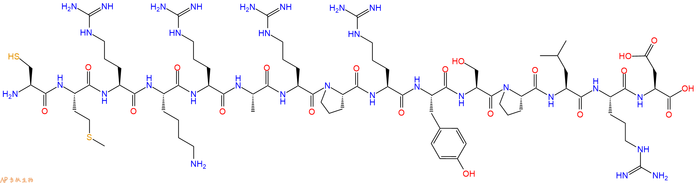 专肽生物产品H2N-Cys-Met-Arg-Lys-Arg-Ala-Arg-Pro-Arg-Tyr-Ser-Pro-Leu-Arg-Asp-OH