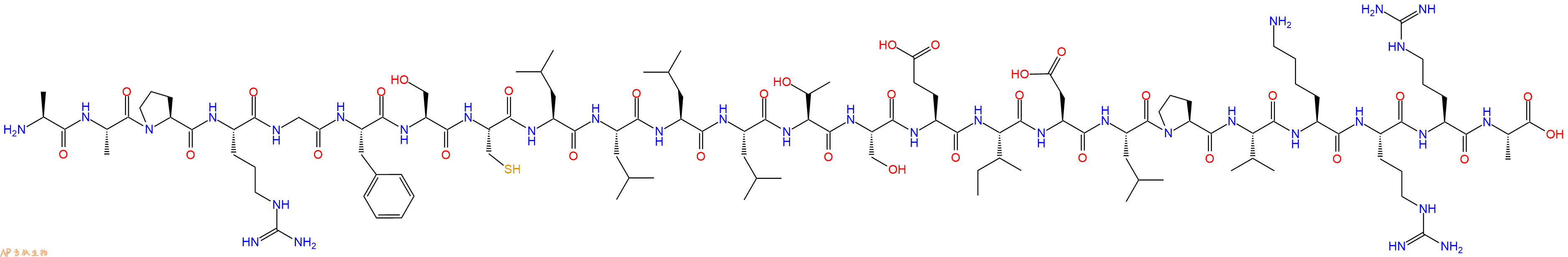 专肽生物产品H2N-Ala-Ala-Pro-Arg-Gly-Phe-Ser-Cys-Leu-Leu-Leu-Leu-Thr-Ser-Glu-Ile-Asp-Leu-Pro-Val-Lys-Arg-Arg-Ala-OH