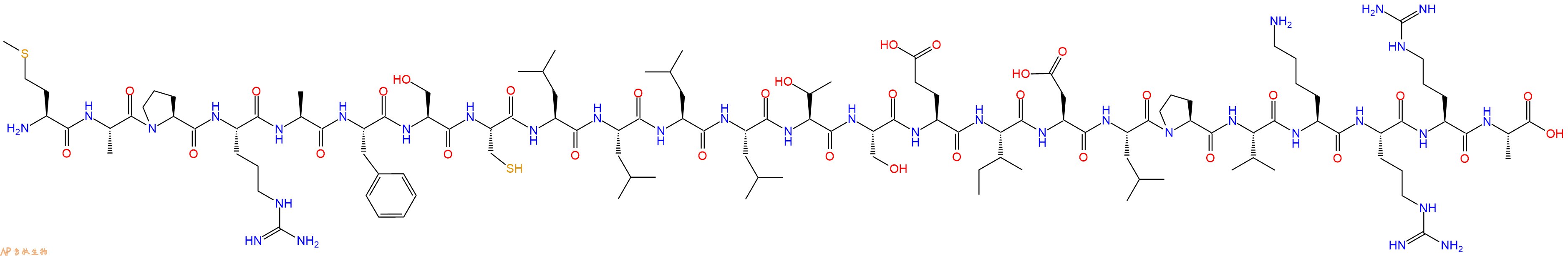 专肽生物产品H2N-Met-Ala-Pro-Arg-Ala-Phe-Ser-Cys-Leu-Leu-Leu-Leu-Thr-Ser-Glu-Ile-Asp-Leu-Pro-Val-Lys-Arg-Arg-Ala-OH
