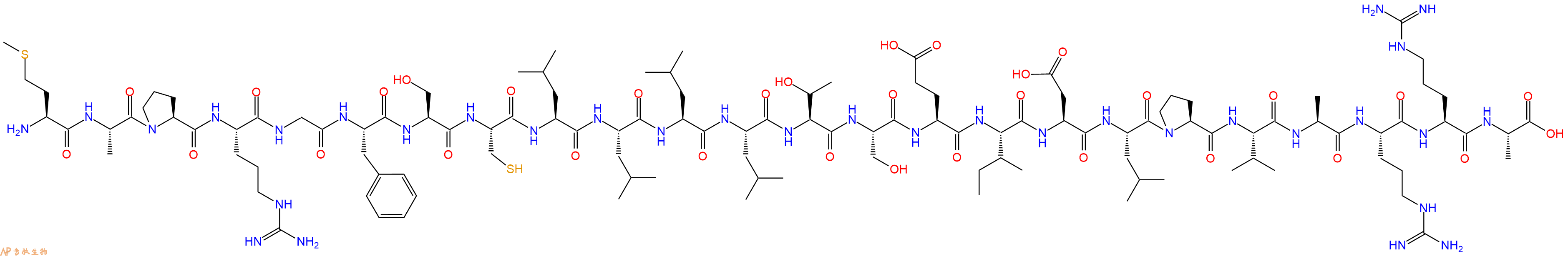 专肽生物产品H2N-Met-Ala-Pro-Arg-Gly-Phe-Ser-Cys-Leu-Leu-Leu-Leu-Thr-Ser-Glu-Ile-Asp-Leu-Pro-Val-Ala-Arg-Arg-Ala-OH