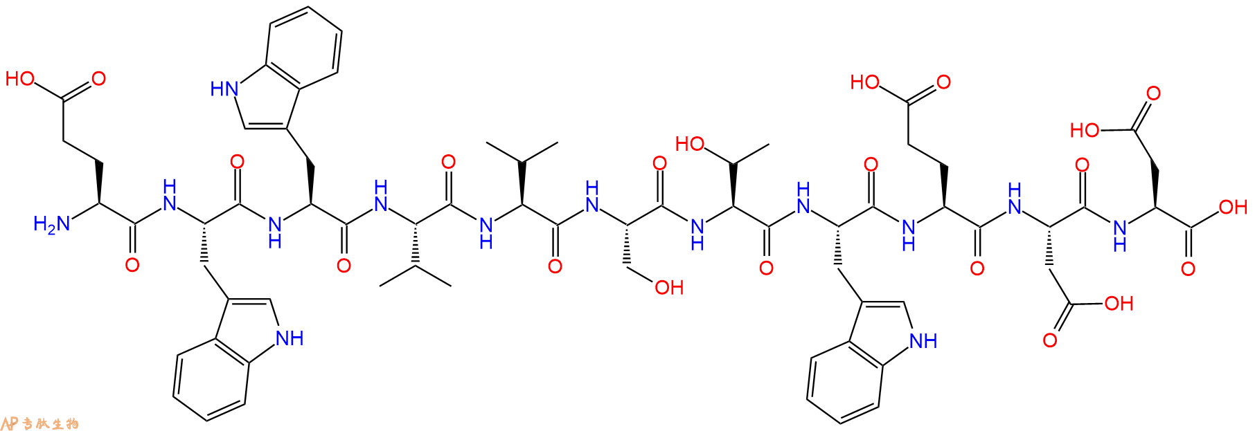 专肽生物产品H2N-Glu-Trp-Trp-Val-Val-Ser-Thr-Trp-Glu-Asp-Asp-OH