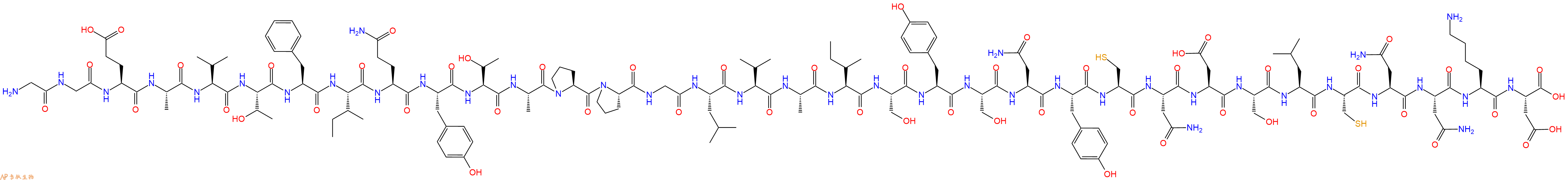 专肽生物产品H2N-Gly-Gly-Glu-Ala-Val-Thr-Phe-Ile-Gln-Tyr-Thr-Ala-Pro-Pro-Gly-Leu-Val-Ala-Ile-Ser-Tyr-Ser-Asn-Tyr-Cys-Asn-Asp-Ser-Leu-Cys-Asn-Asn-Lys-Asp-OH