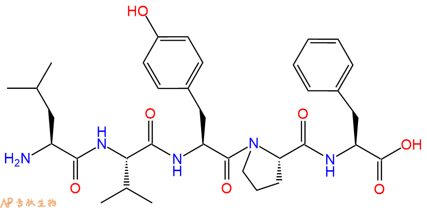 专肽生物产品H2N-Leu-Val-Tyr-Pro-Phe-OH