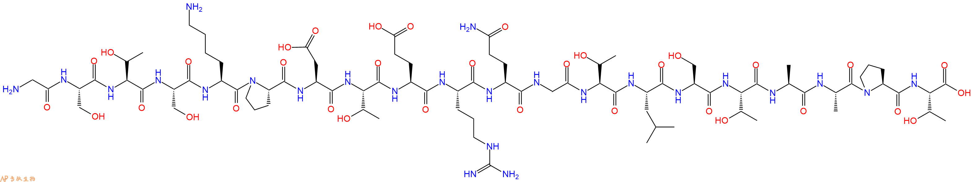 专肽生物产品H2N-Gly-Ser-Thr-Ser-Lys-Pro-Asp-Thr-Glu-Arg-Gln-Gly-Thr-Leu-Ser-Thr-Ala-Ala-Pro-Thr-OH