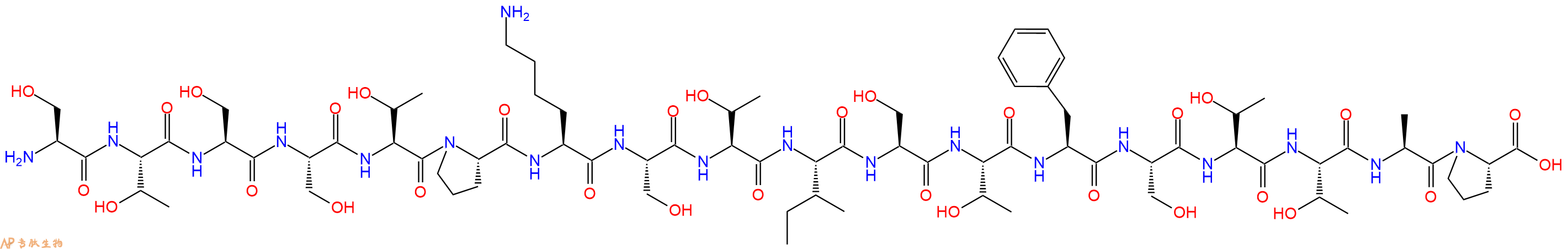 专肽生物产品H2N-Ser-Thr-Ser-Ser-Thr-Pro-Lys-Ser-Thr-Ile-Ser-Thr-Phe-Ser-Thr-Thr-Ala-Pro-OH
