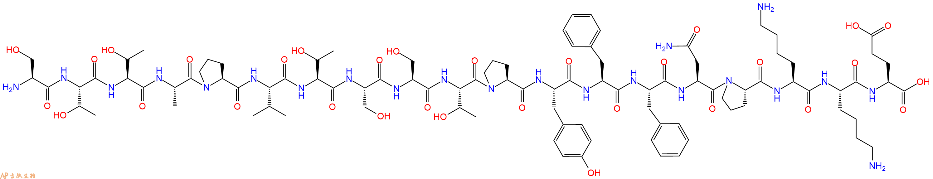 专肽生物产品H2N-Ser-Thr-Thr-Ala-Pro-Val-Thr-Ser-Ser-Thr-Pro-Tyr-Phe-Phe-Asn-Pro-Lys-Lys-Glu-OH