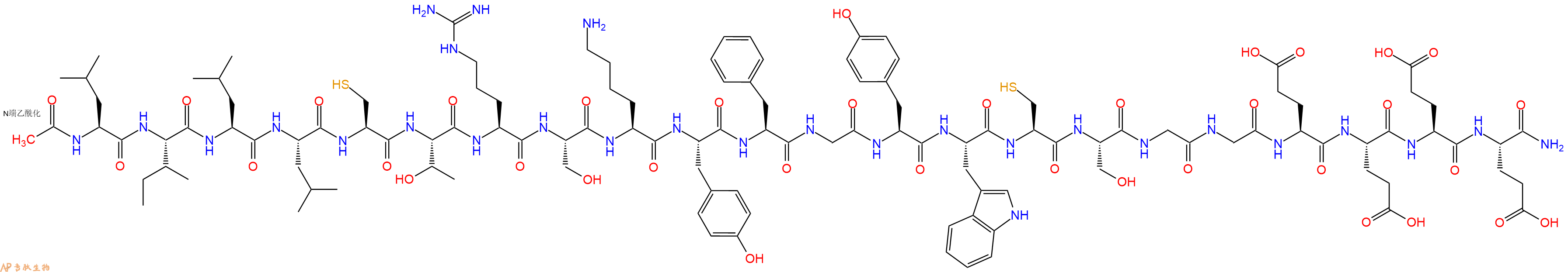 专肽生物产品Ac-Leu-Ile-Leu-Leu-Cys-Thr-Arg-Ser-Lys-Tyr-Phe-Gly-Tyr-Trp-Cys-Ser-Gly-Gly-Glu-Glu-Glu-Glu-CONH2