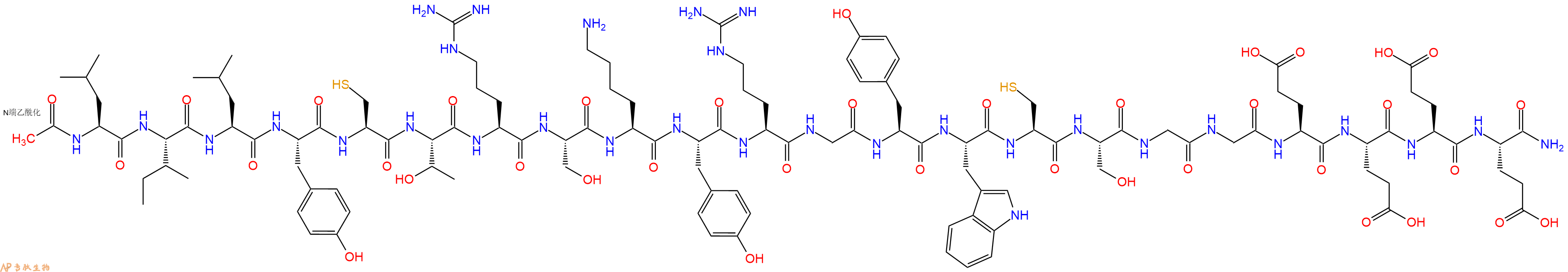 专肽生物产品Ac-Leu-Ile-Leu-Tyr-Cys-Thr-Arg-Ser-Lys-Tyr-Arg-Gly-Tyr-Trp-Cys-Ser-Gly-Gly-Glu-Glu-Glu-Glu-CONH2