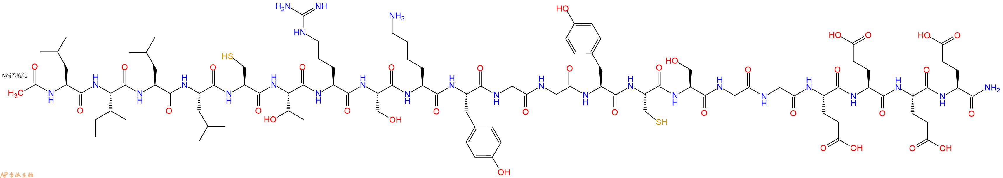 专肽生物产品Ac-Leu-Ile-Leu-Leu-Cys-Thr-Arg-Ser-Lys-Tyr-Gly-Gly-Tyr-Cys-Ser-Gly-Gly-Glu-Glu-Glu-Glu-CONH2