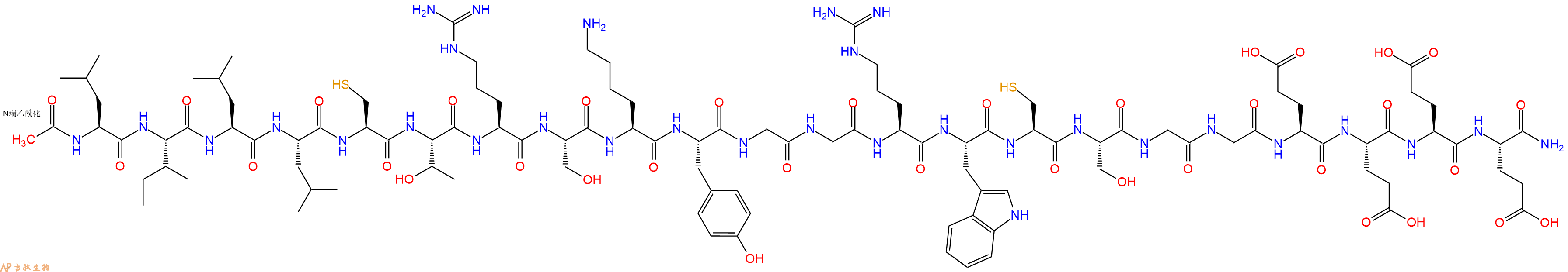 专肽生物产品Ac-Leu-Ile-Leu-Leu-Cys-Thr-Arg-Ser-Lys-Tyr-Gly-Gly-Arg-Trp-Cys-Ser-Gly-Gly-Glu-Glu-Glu-Glu-CONH2
