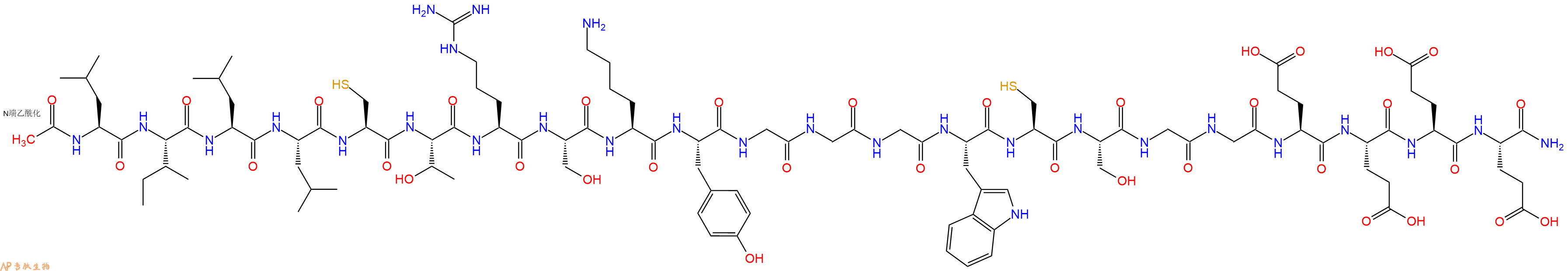 专肽生物产品Ac-Leu-Ile-Leu-Leu-Cys-Thr-Arg-Ser-Lys-Tyr-Gly-Gly-Gly-Trp-Cys-Ser-Gly-Gly-Glu-Glu-Glu-Glu-CONH2