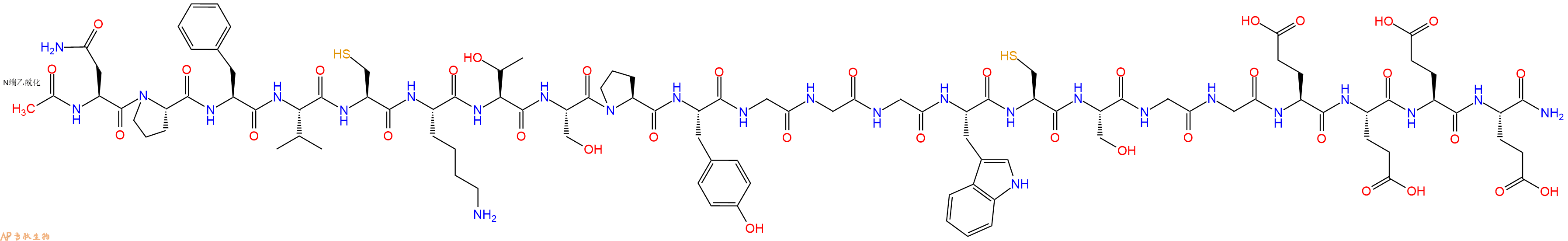 专肽生物产品Ac-Asn-Pro-Phe-Val-Cys-Lys-Thr-Ser-Pro-Tyr-Gly-Gly-Gly-Trp-Cys-Ser-Gly-Gly-Glu-Glu-Glu-Glu-CONH2