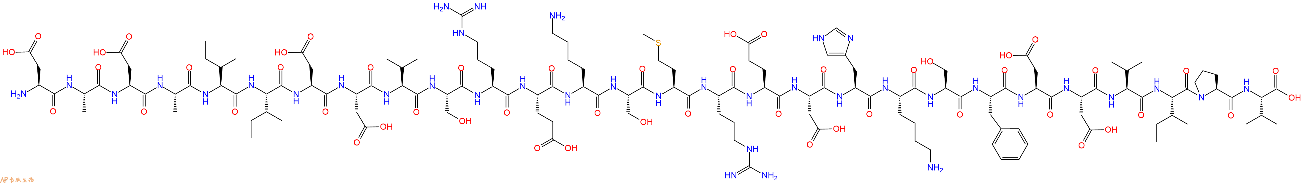专肽生物产品H2N-Asp-Ala-Asp-Ala-Ile-Ile-Asp-Asp-Val-Ser-Arg-Glu-Lys-Ser-Met-Arg-Glu-Asp-His-Lys-Ser-Phe-Asp-Asp-Val-Ile-Pro-Val-OH