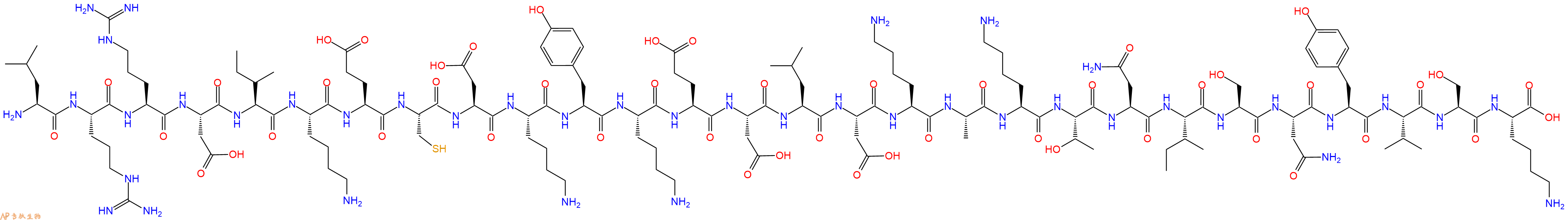 专肽生物产品H2N-Leu-Arg-Arg-Asp-Ile-Lys-Glu-Cys-Asp-Lys-Tyr-Lys-Glu-Asp-Leu-Asp-Lys-Ala-Lys-Thr-Asn-Ile-Ser-Asn-Tyr-Val-Ser-Lys-OH
