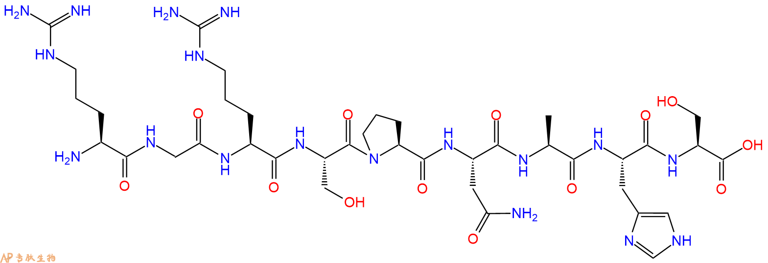专肽生物产品H2N-Arg-Gly-Arg-Ser-Pro-Asn-Ala-His-Ser-OH