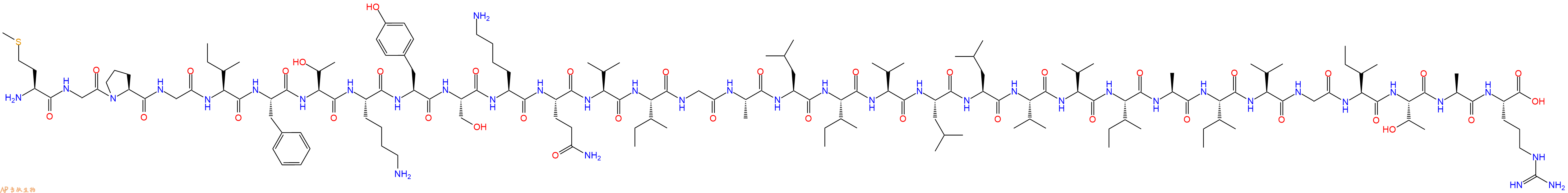 专肽生物产品H2N-Met-Gly-Pro-Gly-Ile-Phe-Thr-Lys-Tyr-Ser-Lys-Gln-Val-Ile-Gly-Ala-Leu-Ile-Val-Leu-Leu-Val-Val-Ile-Ala-Ile-Val-Gly-Ile-Thr-Ala-Arg-OH