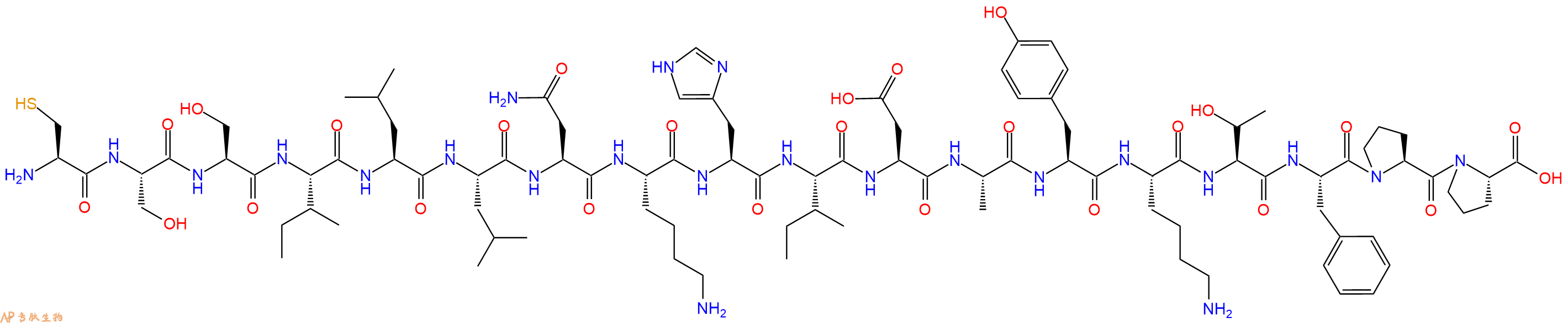 专肽生物产品H2N-Cys-Ser-Ser-Ile-Leu-Leu-Asn-Lys-His-Ile-Asp-Ala-Tyr-Lys-Thr-Phe-Pro-Pro-OH
