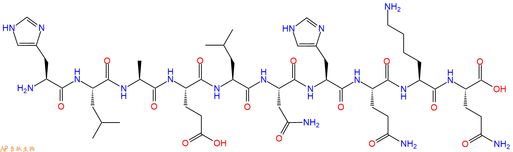 专肽生物产品H2N-His-Leu-Ala-Glu-Leu-Asn-His-Gln-Lys-Gln-OH